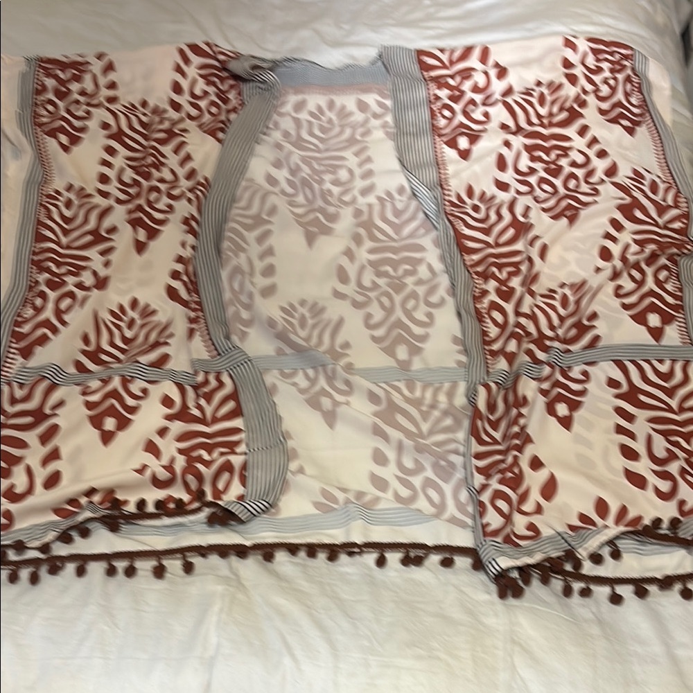 Women's Red and White Patterned Jacket